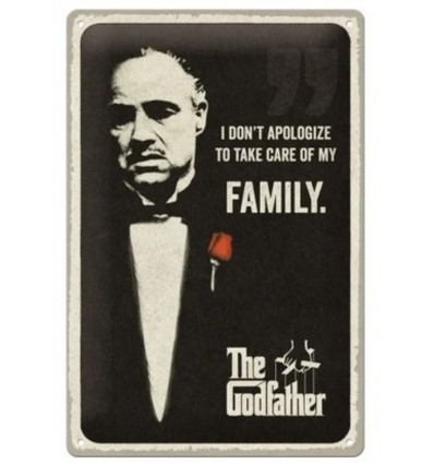 Tin sign 20x30cm - The godfather - I don't apologize