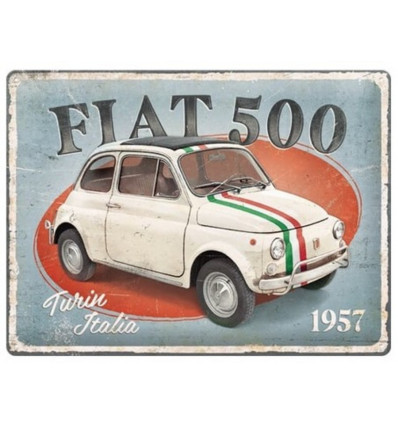 Tin sign 30x40cm Fiat500 - Turin Italia