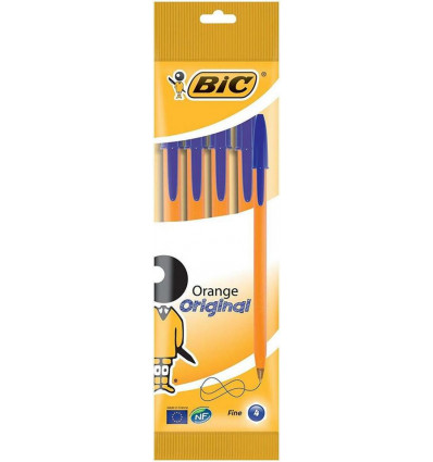 BIC Orange fine balpennen 4st.- blauw
