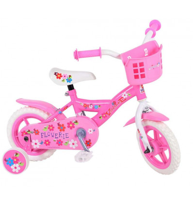 VOLARE Flowerie fiets 10inch - roze/ wit