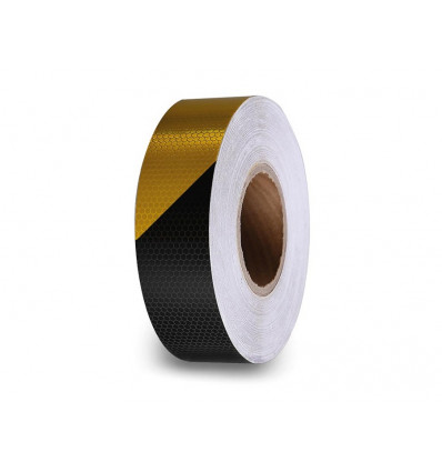 PEREL reflecterende tape honingraat 5cmX5m zwart/geel
