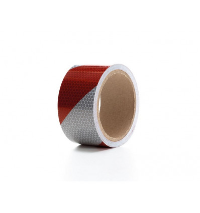 PEREL reflecterende tape honingraat 5cmX5m rood/wit