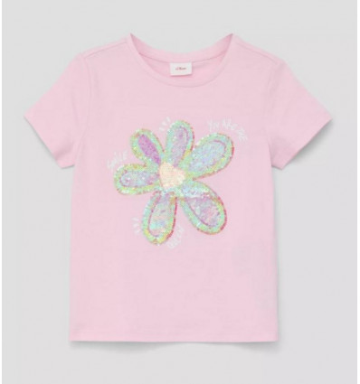 S. OLIVER G T-shirt pailleten - roze - 104/110
