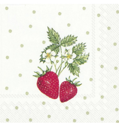 IHR Servetten - 25x25cm - little lovely strawberries 8523