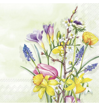 IHR Servetten - 33x33cm - Spring flowers cream L1030860