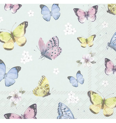 IHR Servetten - 25x25cm - romantic butterflies l. blauw 10317