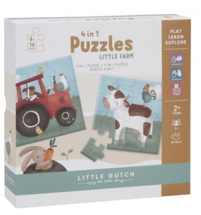 LITTLE DUTCH 4 in 1 puzzel - Little farm