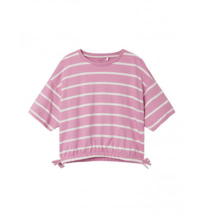 NAME IT G T-shirt FUNION - cashmere rose/ jet stream streep - 134/140