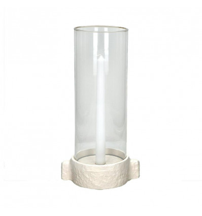 POMAX Trulli kandelaar - 17x12.5x35cm - gebroken wit alu/ glas