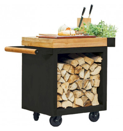 OFYR Black mise en place table pro 65 - teak wood