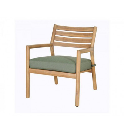 RINO Lounge stoel - acacia l. teak look/ kussen stone green