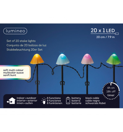 LUMINEO LED champignon stekers 20lampen- gekleurd twinkle effect