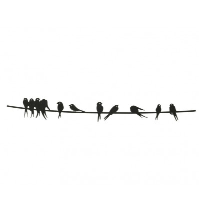 Muurdecoratie vogels - 119x18cm - zwart binnen/ buiten