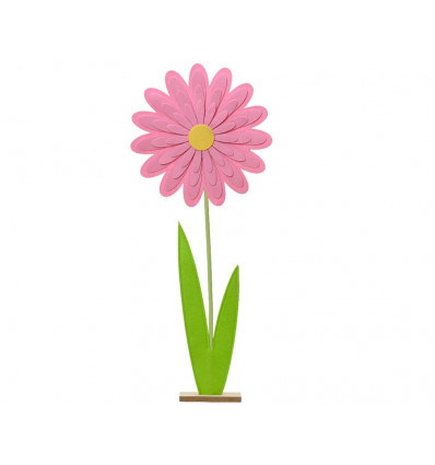 Deco bloem vilt op mdf stand - 7x39.5x92cm - donker roze