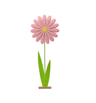 Deco bloem vilt op mdf stand - 7x32x81cm- licht roze