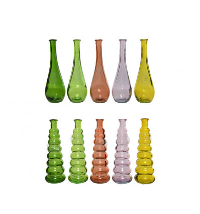 Vaas in recycled glas - 6x18cm - ass. (prijs per stuk)