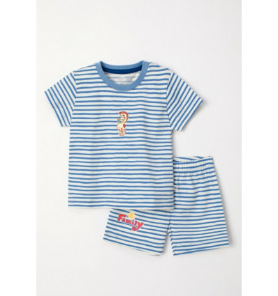 WOODY Jongens pyjama - blauw wit streep- 3m