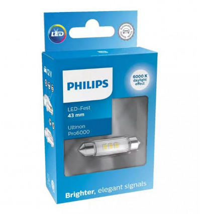 PHILIPS Ultinon Pro6000 signaallamp LED- 12V buis 43mm - koel wit