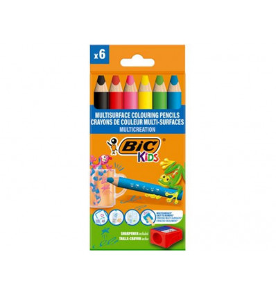 BIC Kids kleurpotloden - multi surface + slijper - 6st.