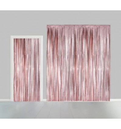 FIESTA Feestgordijn 100x240cm - rose goud - vlamvertragend