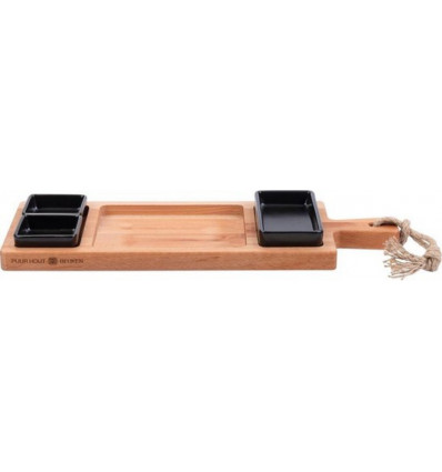 Borrel-/ Serveer-/ Tapas plank met hand-vat en schaaltjes - 49cm
