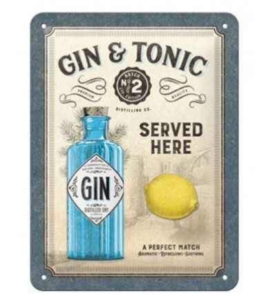 Tin sign 15x20cm - Gin Tonic Served here