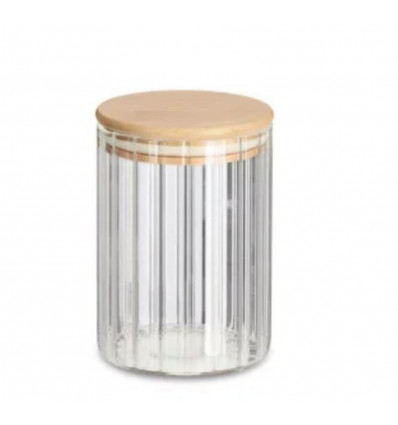 ZELLER Grooves Bewaar glas met bamboe deksel - 9x13.5cm 610ml