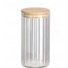 ZELLER Grooves Bewaar glas met bamboe deksel - 9x18cm 800ml