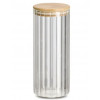 ZELLER Grooves Bewaar glas met bamboe deksel - 9x22.5cm 1100ml