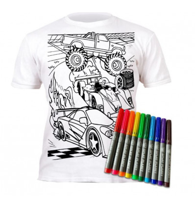 SPLAT PLANET Colour in t-shirt - CARS - 7/8j.