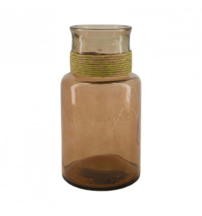 Glazen vaas - 15x15x28 - gerecycled glas bruin
