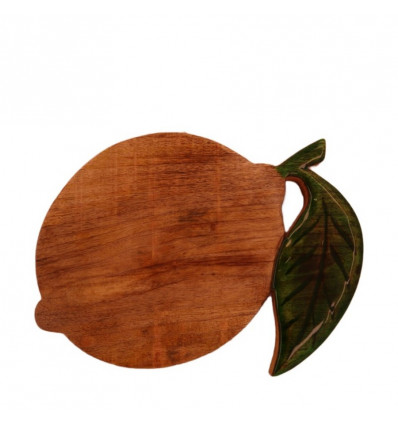 houten plank citroen - 28x22x2.2cm - natural/green