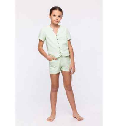 WOODY Meisjes pyjama - ruit groen - 4j.