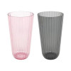 Lines drinkglas - 8x15cm 450ml - ass. grijs/ roze (prijs per stuk)