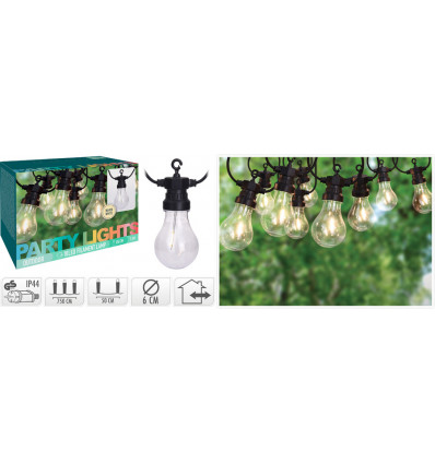 Party lights LEDverlichting 10lampen - warm wit 7.5m TU UC
