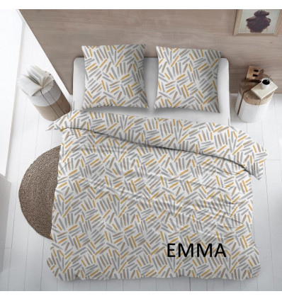 DREAMS Emma dekbedovertrek flanel - 240x220cm - grijs/geel
