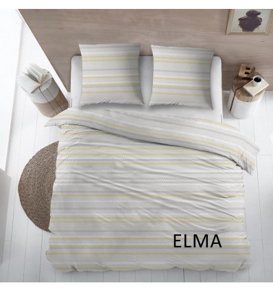DREAMS Elma dekbedovertrek flanel - 240x220cm - grijs/geel