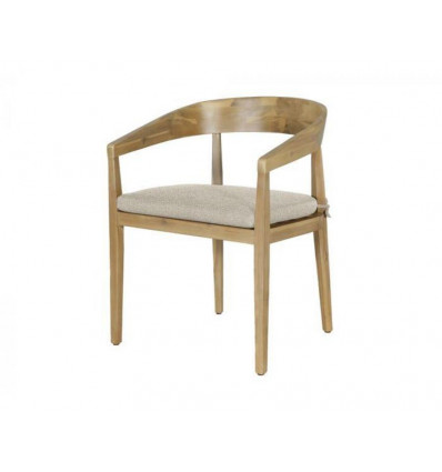 SANJO Dining stoel - acacia hout licht teak look met kussen