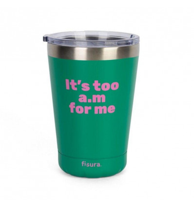 Thermos beker - It's too am for me - groen
