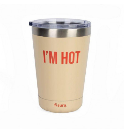 Thermos beker - I'm hot - beige