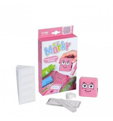 DIY MARKY - Stempelset roze incl 20 etiketten & 1m strijkbare tape