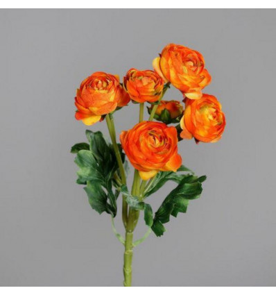 Ranonkel tak m/ 7 bloemen 32cm - oranje