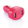 Double USB car charger - red