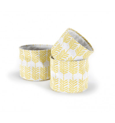Mini baskets FEATHERS - geel - set/3