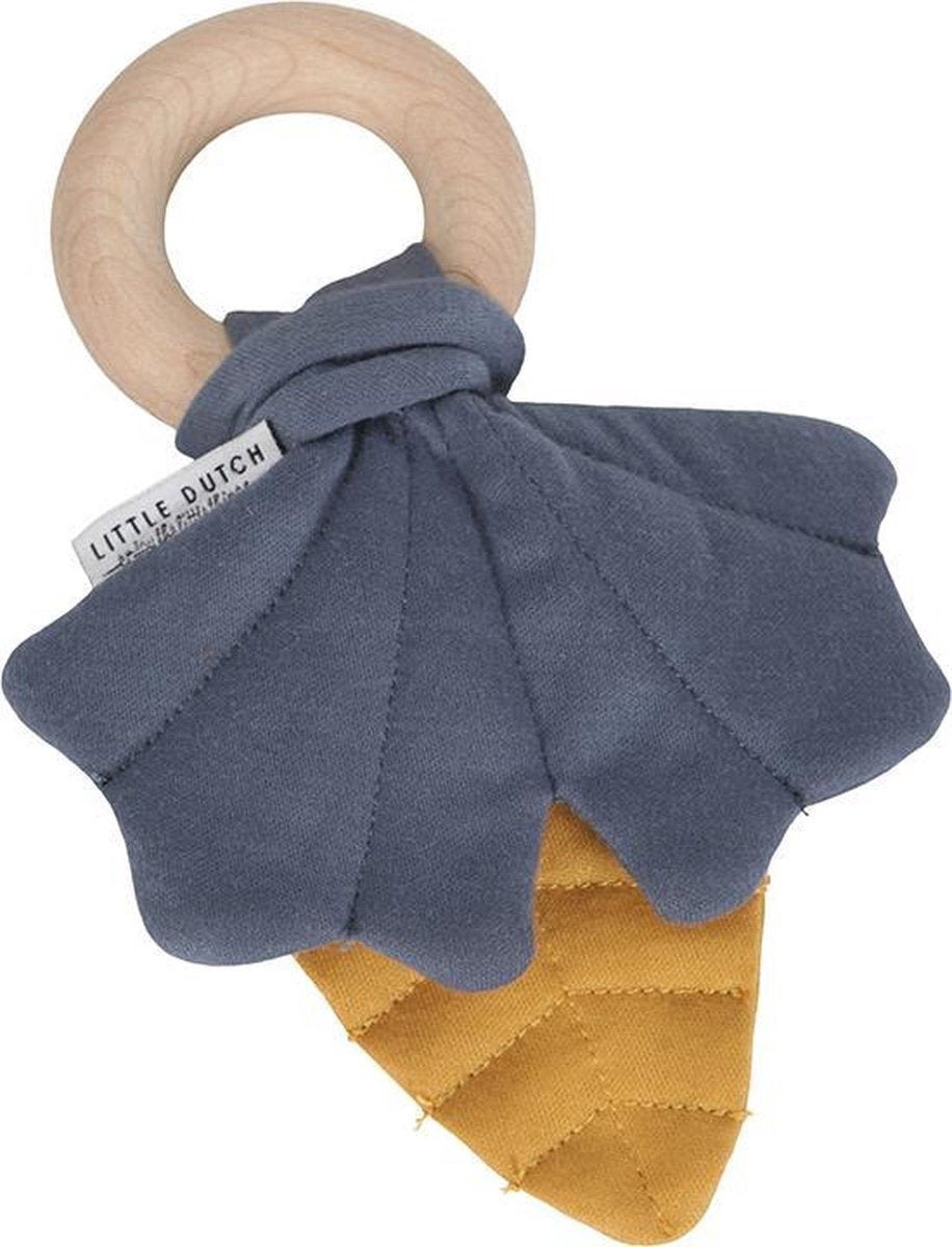 LITTLE DUTCH Houten ring - geel/blauw TU UC