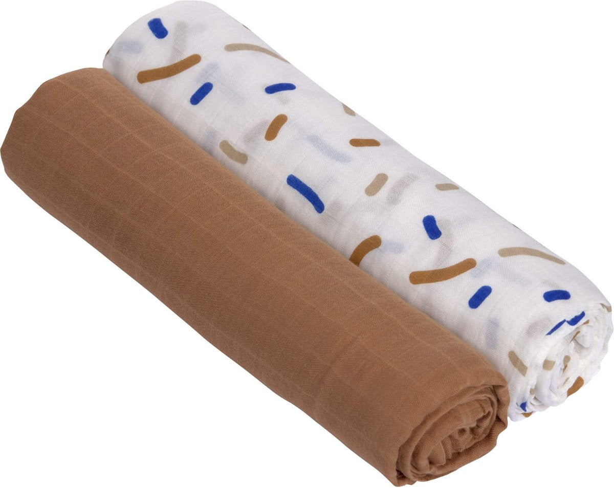 LASSIG Little mateys - Heavenly soft swaddle XL 120x120cm - royal blue 2st.