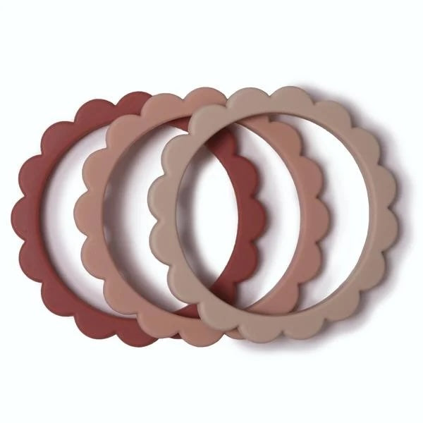 MUSHIE -3st. bloemen armband - blush, ro se, sh. sand