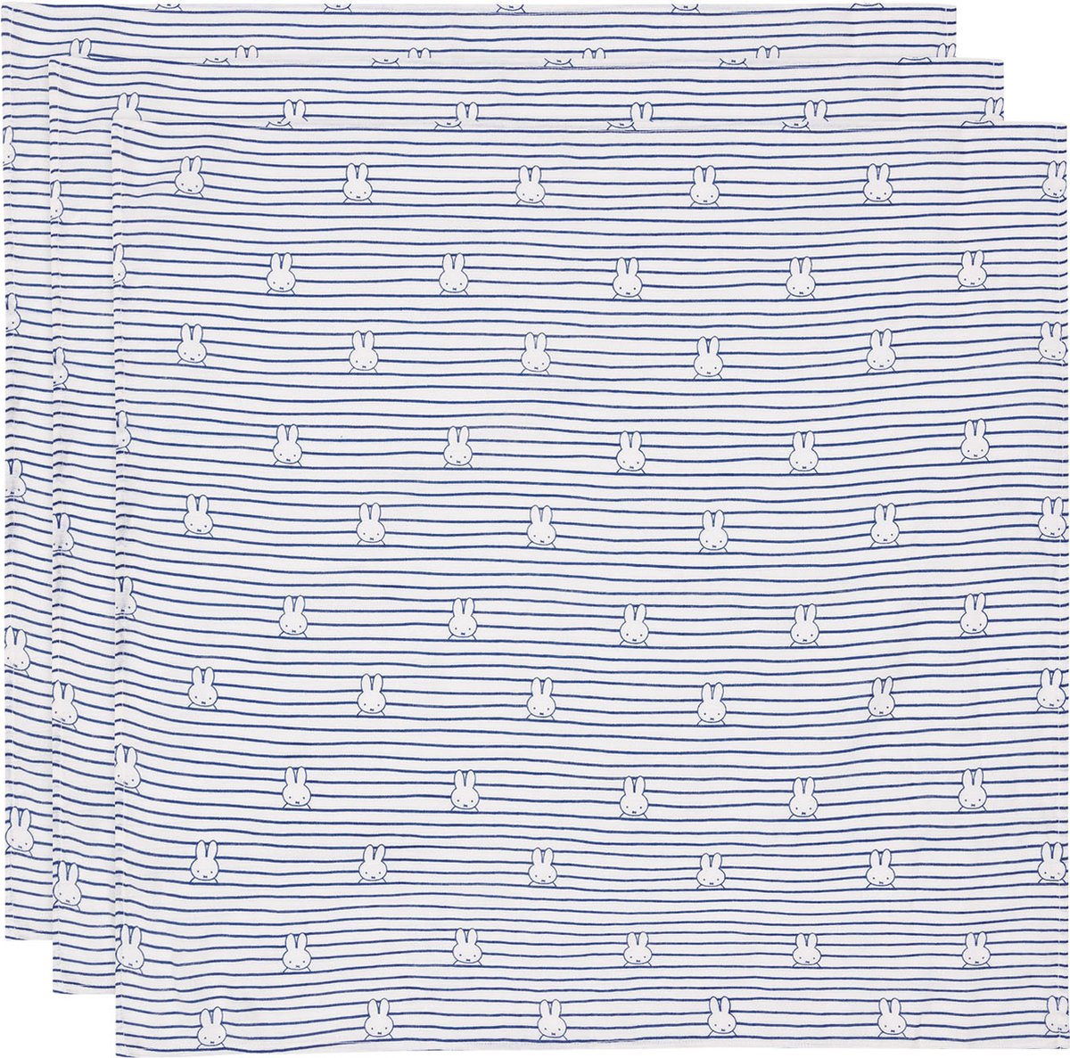 JOLLEIN Hydrofiele doeken S 3st. 70x70cm - nijntje streep navy
