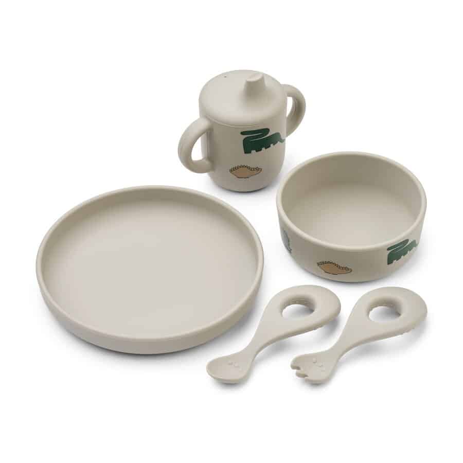 LIEWOOD RYLE geprint servies kids - dinosaurs/ mist