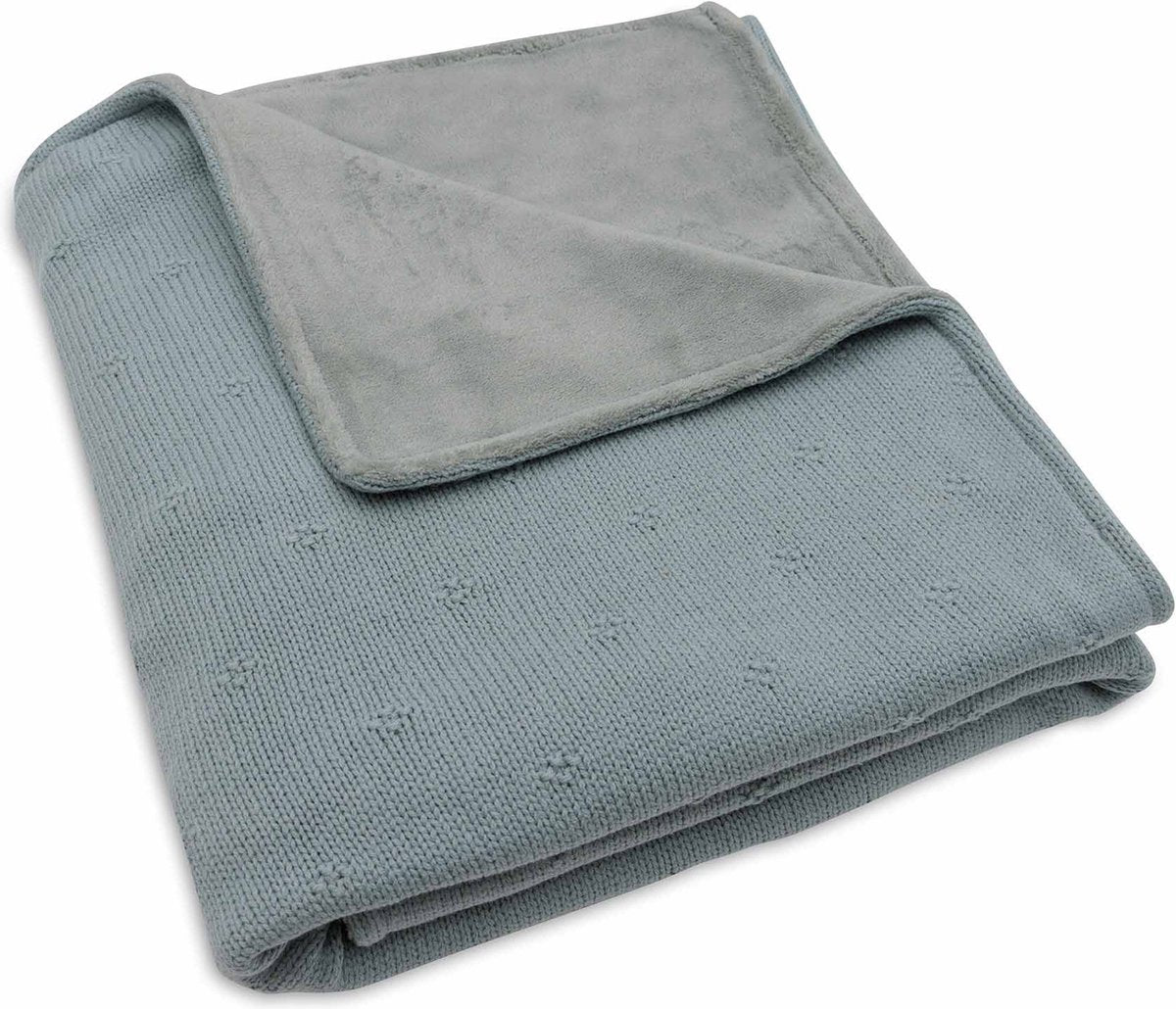JOLLEIN deken wieg - 100x150cm - cosy knit - sea green/ velvet